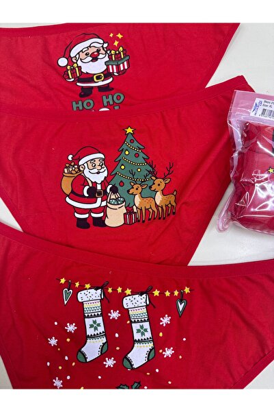 VİP SECRET 2026 New Year Red Special Printed Underwear 3-Pack