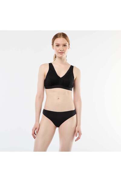 KİABİ Microfibre and lace briefs BLACK