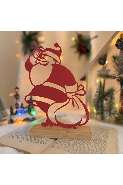 DECORADI Decoratiune Mos Craciun cu Sacul de Cadouri, Baza din Lemn , Rosu 21...
