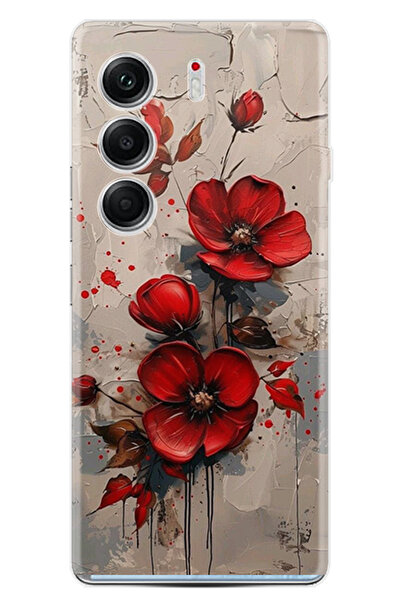 TECNO Camon 40 Pro Kılıf Boutique Baskılı Resimli Kırmızı Çiçek Pcode -098