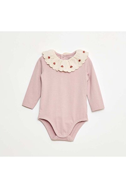 KİABİ بدلة أطفال بياقة قطنية مطرزة باللون الأرجواني