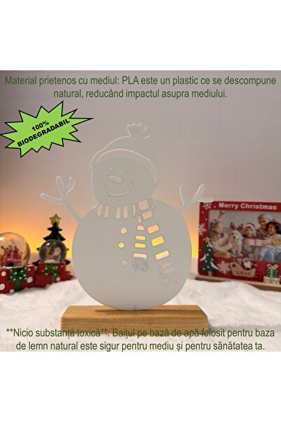 DECORADI Christmas Decoration, Snowman, -friendly, Wooden Base, White, 21.5cm, Christmas Gift