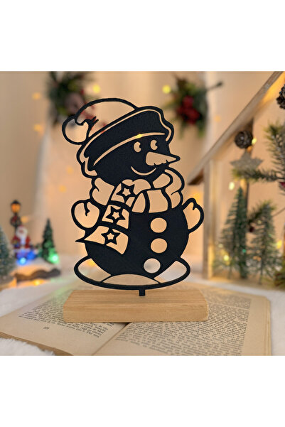DECORADI Χριστουγεννιάτικη Διακόσμηση, Χιονάνθρωπος, Ξύλινη Βάση, Μαύρο 21,5 ...