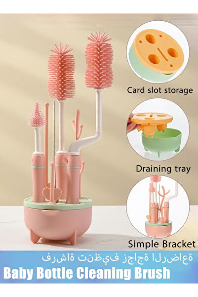 Generic Baby Bottle Cleaning Brush Set Travel Pack, 5-in-1 Bottle Cleaning Brush Kit