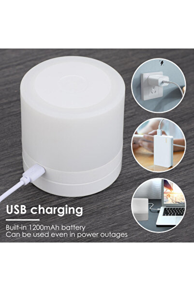 None RGB Touch Control Night Light, Rechargeable Color Changing Lamp with Remote