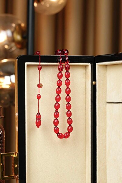 dergah tesbih سبحة تسبيح معدنية مطلية باللون الأحمر من ماستر محمد تاقير بتصميم نظامي مميز