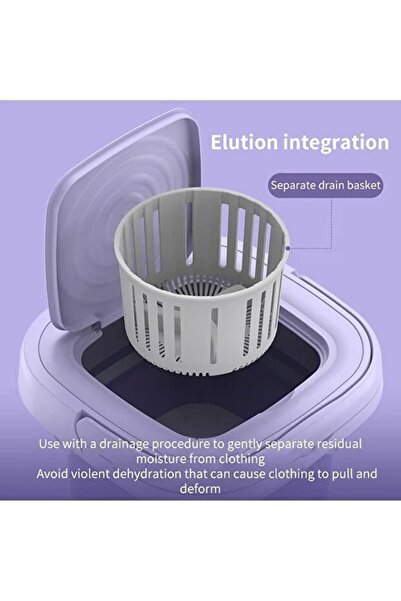 Generic 8L portable folding washing machine with drain basket plus 7-piece pink zipper laundry bag set.