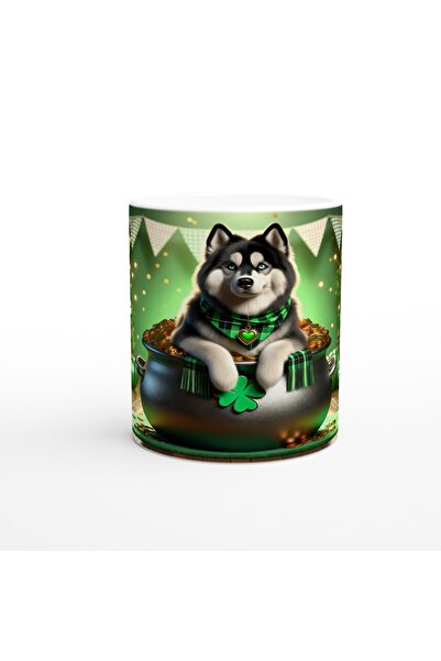 Wisdom Rain كوب مطبوع عليه هاسكي يجلس في كأس الحظ