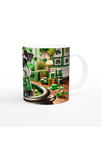 Wisdom Rain St. Patrick Themed Schnauzer Dog Printed Mug Cup