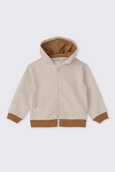 Panço Erkek Bebek Fermuarlı Bej-Melanj Sweatshirt