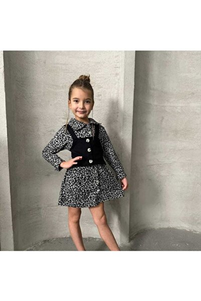 EFSACE Leopard Print Mini Dress for Girls, Age 4.12 Years.