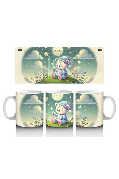 Wisdom Rain Cute Teddy Bear Patterned Mug Cup That Reads Nighttime Stories to Make Children Love Milk