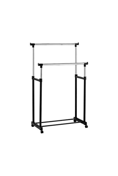 PROCART Double hanger holder, adjustable height, 4 wheels, lower shoe shelf