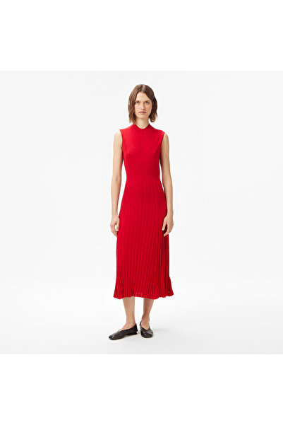 Tommy Hilfiger Lyocell Silk Mock Midi Kadın Kırmızı Elbise