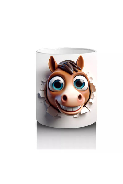Wisdom Rain Cute Brown Horse with Extended Head – Printed Coffee Mug