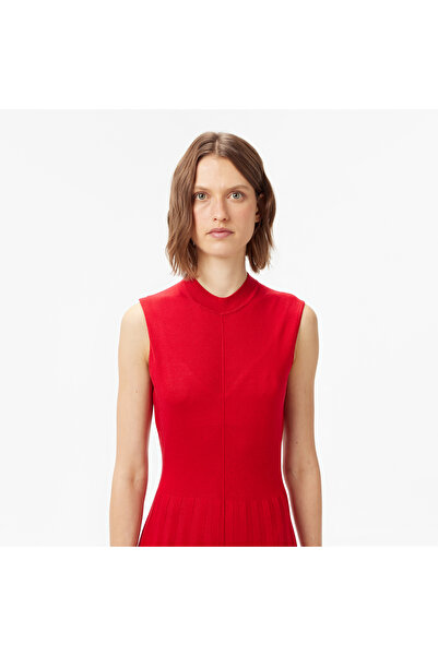 Tommy Hilfiger Lyocell Silk Mock Midi Kadın Kırmızı Elbise