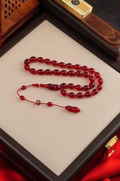 dergah tesbih سبحة تسبيح معدنية مطلية باللون الأحمر من ماستر محمد تاقير بتصميم نظامي مميز