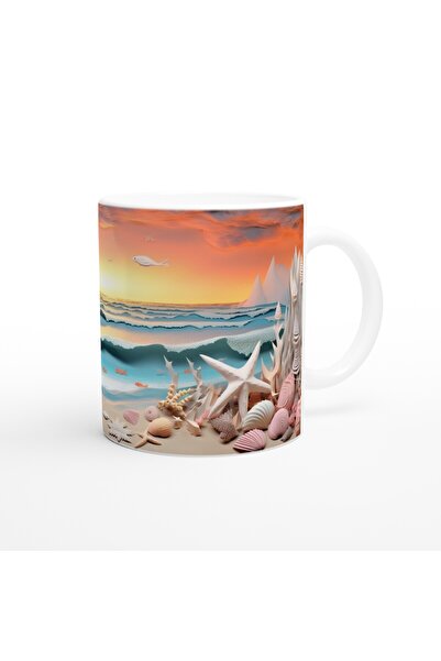 Wisdom Rain Fantastic Waves and Seashells Underwater Themed Mug Cup
