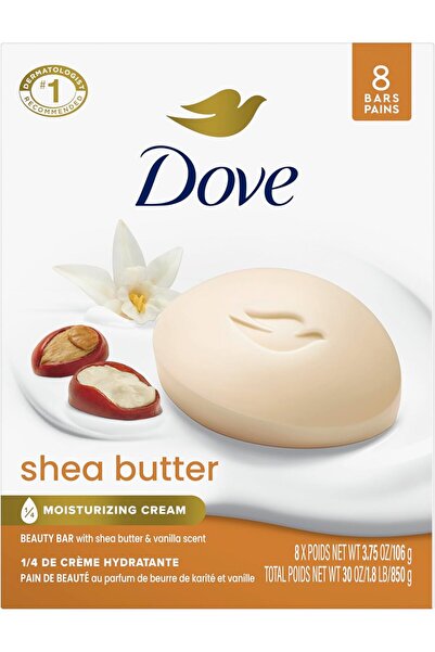 Dove صابون الجمال بزبدة الشيا ورائحة الفانيليا، 3.75 أونصة (8 قطع)
