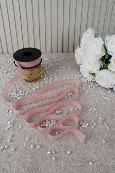 Mortex شريط كتان نابولي بودرة 2.5 سم 20 متر - للزفاف، الخطوبة، الهدية، الزينة، الحفلات