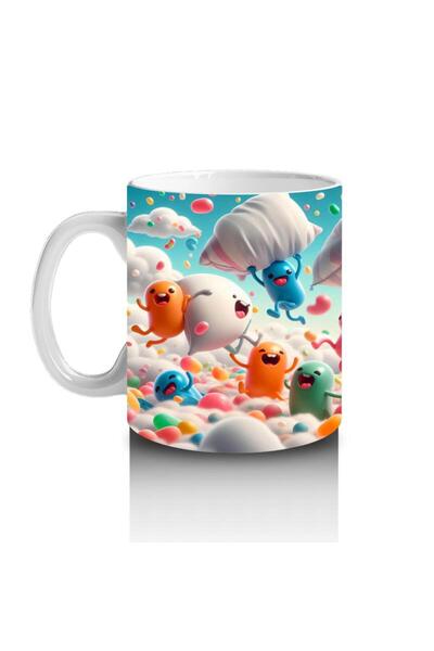 Wisdom Rain Colorful Clouds and Cheerful Monsters Patterned Mug Cup That Makes Children Love Milk