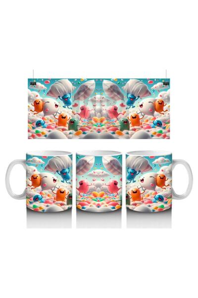 Wisdom Rain Colorful Clouds and Cheerful Monsters Patterned Mug Cup That Makes Children Love Milk