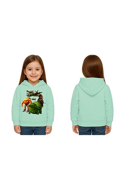 SEDİRLİ Unisex Brainrot cu imprimeu pentru copii Swae tricou cu glugă 3 fire cu borduri