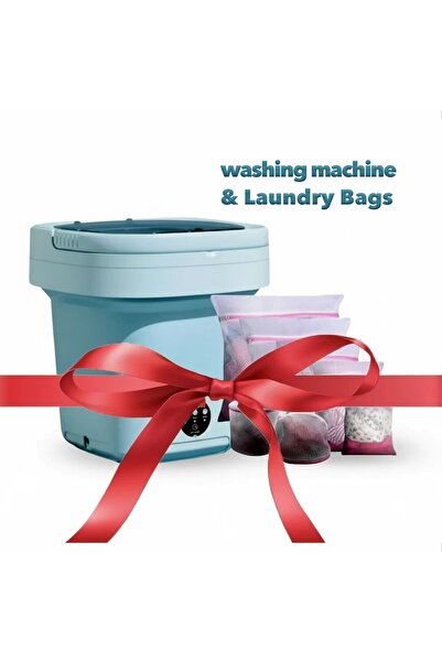 Primo Plus 8L portable folding washing machine with drain basket plus 7-piece...