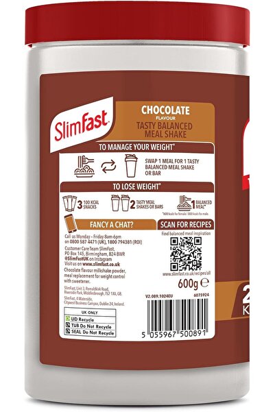 Slim Fast SlimFast Meal Replacement Shake, Chocolate, 16 servings (600 g)