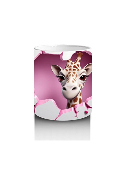 Wisdom Rain Elegant Giraffe Mug Cup Looking at the Heart Frame That Makes Children Love Milk