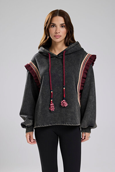 tw3 Tricotaj pentru femei cu mâneci lavabile, cu detalii Fır Fır, design cu g...