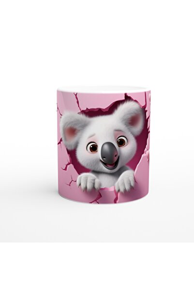 Wisdom Rain كوب مطبوع عليه شعار كوالا لطيف ينظر من خلال الجدار الوردي