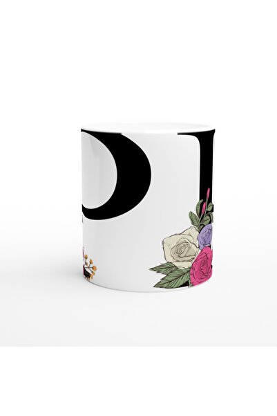 Wisdom Rain Letter P Letter Mug with Flower Decoration