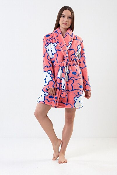 Pimody Women's Plush Hooded Dressing Gown