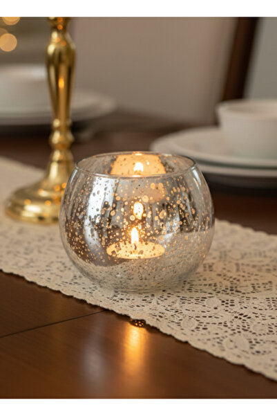 Flower Toys Yuvarlak Dekoratif Cam Mumluk Modern EV Süsü 1 Adet