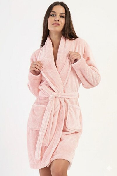 Pimody Women's Plush Hooded Dressing Gown
