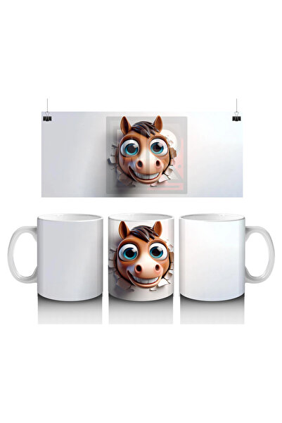 Wisdom Rain Cute Brown Horse with Extended Head – Printed Coffee Mug