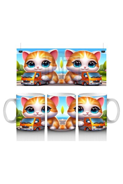 Wisdom Rain Trucker Cat Adventure Mug Cup That Makes Children Love Milk