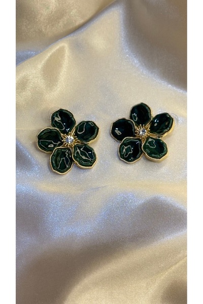 BUSİELLE JEWELRY Zara Model Green Flower Earrings