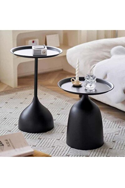 Generic Leon Home Two-piece Nordic Metal Coffee Side Tables – Retro Wrought Iron, Weather-Resistant