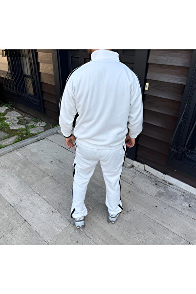 Butik Men's Double Stripe Tracksuit Set Mock Neck Zippered Sweatshirt