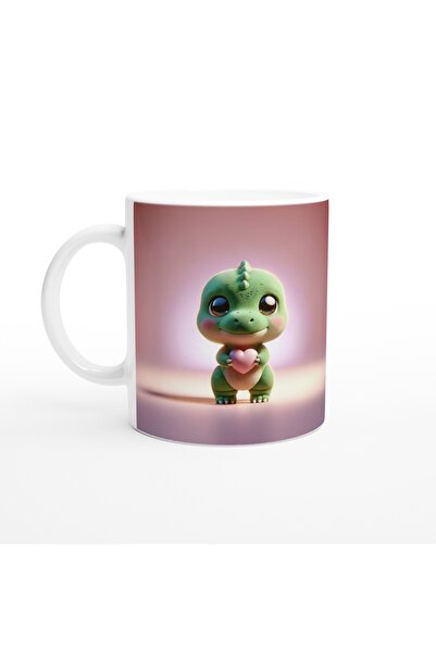 Wisdom Rain كوب مطبوع عليه شكل ديناصور لطيف يحمل قلبًا