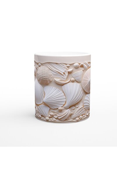 Wisdom Rain Simple and Stylish Underwater Themed Mug with Pastel Shell Pattern