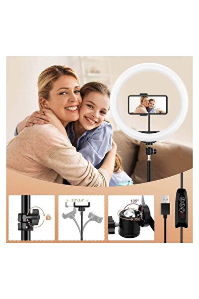 Beauenty 10-inch Ring Light with Floor Tripod and Desk Stand, Phone Holder