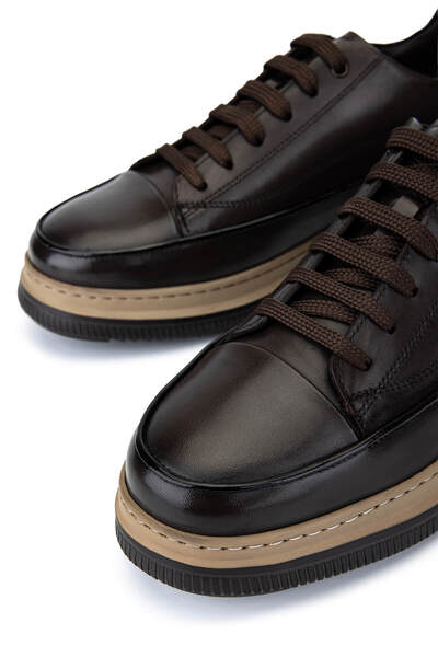 Tamer Tanca Men's Genuine Leather Brown Casual Shoes