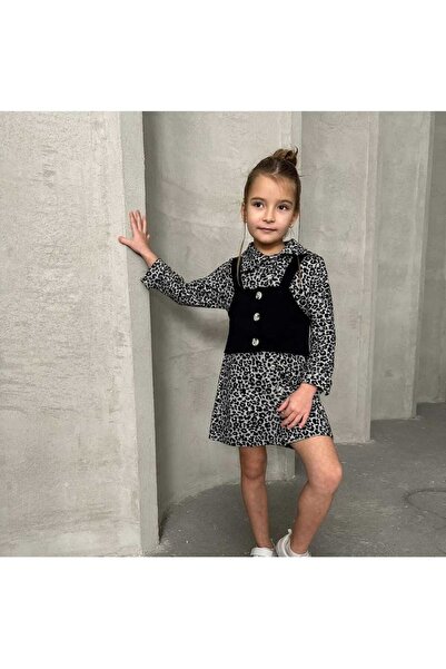 EFSACE Leopard Print Mini Dress for Girls, Age 4.12 Years.