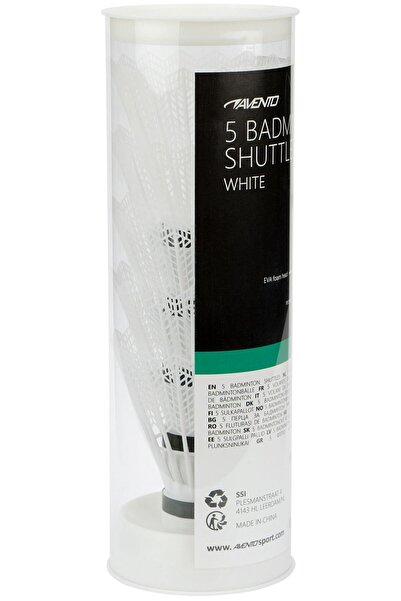 Avento Set of 5 Avento badminton shuttlecocks, White