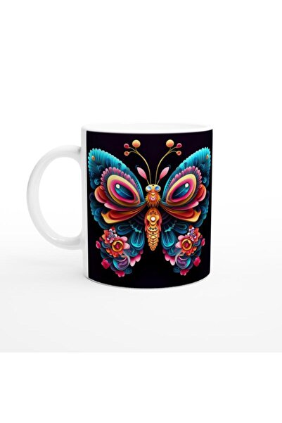 Wisdom Rain Neon Colored Rainbow Butterfly Mug