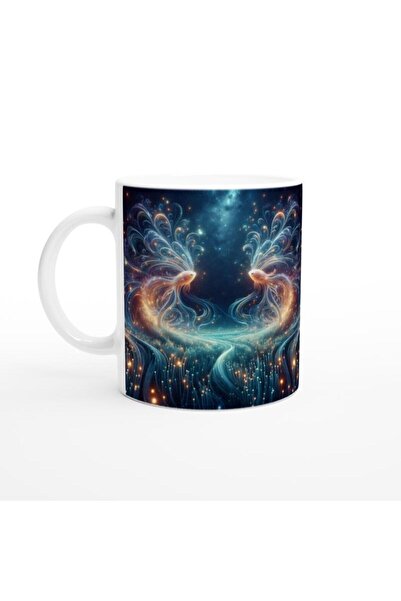 Wisdom Rain كوب قهوة مطبوع عليه برج الحوت - موضوع مملكة الطبيعة الابتدائية Vs4