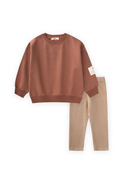 Cigit Sweatshirt Set 2-10 Years Old a Brown